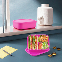Ensemble de 4 boîtes à bento en silicone, 3 compartiments, boîte à lunch rectangulaire, compatible micro-ondes, réutilisable, préparation de repas pour enfants et adultes