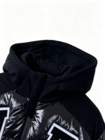 Veste matelassée chaude pour femme avec capuche amovible et motif rayé