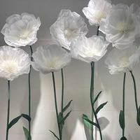 Grandes fleurs artificielles géantes en organza et papier pour la décoration de la maison et de mariages, blanches, autoportantes, pour la Saint-Valentin et les remises de diplômes
