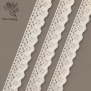 Ribete de encaje de algodón y poliéster blanco de doble cara, listo para coser, estilo europeo/americano, textil funerario, venta al por mayor - Product Image 1