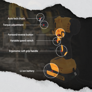 Ensemble de perceuse sans fil à batterie lithium-ion 21V outil à main pour tournevis électrique pour projets d'amélioration de l'habitat - Product Image 5