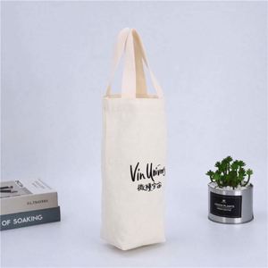 Printable Logo <b>Canvas</b> Wine Bag Single Bottle <b>Round</b> Bottom Handle Pure Cotton <b>Canvas</b> Wine Bag - Product Image 2