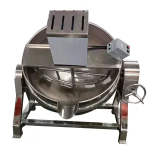 Food Processing Plant Tilting and Vertical Type Electric Steam Gas Heating Stirring Meat Sauce Soup Jacketed Kettle With Mixer