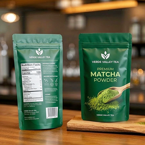 Sac <span class=keywords><strong>d</strong></span>'emballage alimentaire personnalisé avec fermeture éclair, vert café, thé matcha, poudre de fruits secs, sac debout avec fermeture éclair <span class=keywords><strong>pour</strong></span> collation, thé - Product Image 3