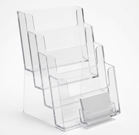 Présentoir de comptoir en acrylique à 4 niveaux de qualité supérieure, design cascade, pour brochures et magazines, support de prospectus, direct usine