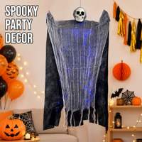 SIPKLR Crâne fantôme lumineux de 90 cm pour Halloween, accessoire squelette effrayant pour la décoration de maison hantée ou de fête en extérieur