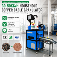 Granulateur de câbles en cuivre domestique 30-50 kg/h, monophasé 220 V, pour recyclage de fil métallique, idéal pour garage et petites entreprises