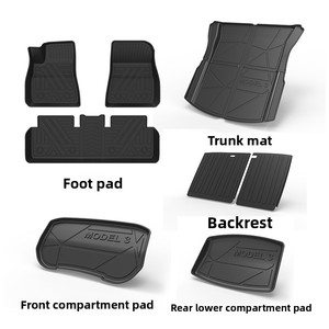 Tapis de sol semi-fermés en TPE gaufré sur mesure, imperméables, avec doublure de coffre et protection de dossier pour Tesla Model 3 2023-2025 OLIVER - Product Image 5