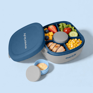 Boîte à lunch en plastique grande capacité à 5 compartiments, design moderne Everich, matériau PP, utilisable au micro-ondes et pour le stockage, pour enfants et adultes - Product Image 1