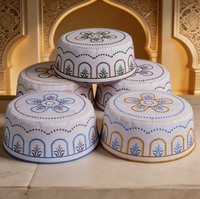 Chapeau islamique en polyester tricoté pour hommes adultes Boran, vente en gros, casquette de prière quotidienne arabe du Moyen-Orient, broderie personnalisée à la machine, Abaya