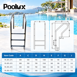 Accessoires <span class=keywords><strong>de</strong></span> <span class=keywords><strong>piscine</strong></span> <span class=keywords><strong>de</strong></span> haute qualité Poolux, échelle <span class=keywords><strong>de</strong></span> <span class=keywords><strong>piscine</strong></span> antidérapante en acier inoxydable avec 2/3/4 marches pour piscines et spas - Product Image 3