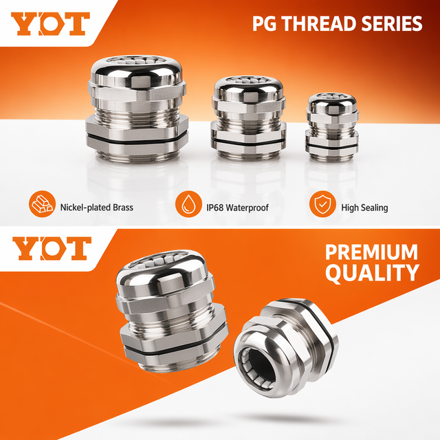 Nickel-plated Brass PG Cable Waterproof Junction IP68 Metal Sealed Fixed Connector Wire Connector Head
