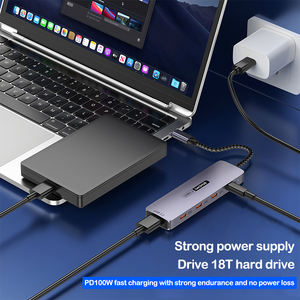 USB <span class=keywords><strong>3.2</strong></span> Gen2 5-in-1 Type-C ฮับ10Gbps การถ่ายโอนข้อมูล100W PD อะแดปเตอร์มัลติพอร์ตอะลูมิเนียมสำหรับชาร์จแล็ปท็อปโทรศัพท์แท็บเล็ต - Product Image 4