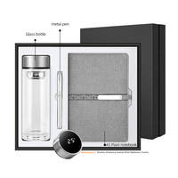 Ensemble cadeau de stylo en métal et carnet exquis de haute qualité, bouteille en verre avec affichage de la température, pour cadeaux promotionnels d'entreprise