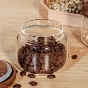 <span class=keywords><strong>Barattolo</strong></span> di vetro trasparente a righe con copertura in bambù, contenitore rotondo piccolo per cucina a prova di umidità, <span class=keywords><strong>barattolo</strong></span> in vetro per caffè di grado alimentare - Product Image 5