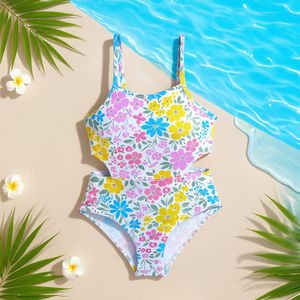 Costume da bagno floreale a due pezzi da donna Buonic, bikini a vita alta con allacciatura all'americana, taglie 4/6, 6/8, 8/10, 10/12, per l'estate e la spiaggia - Product Image 3