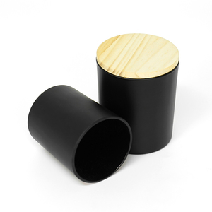 Pot à bougie vide en gros, noir mat, haut, large ouverture, fond rond, élégant, fantaisie, unique, personnalisé, avec couvercle - Product Image 2