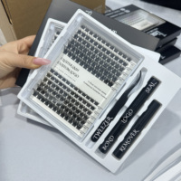Kit d'extension de cils en grappe DIY, cils individuels doux et naturels, vente en gros, emballage personnalisé, cils en grappe 3D de 8 à 18 mm