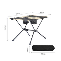 Table pliante légère en alliage d'aluminium, portable, pour le camping en plein air, les pique-niques, les barbecues, avec double porte-gobelets