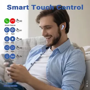 M98หูฟังอินเอียร์แบบหน้าจอ LED ควบคุมด้วยระบบสัมผัสสำหรับเล่นกีฬากันน้ำหูฟังเสียบหูหูคริสตัลสีฟ้าใส - Product Image 3