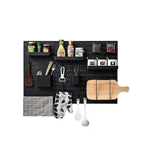 Display Organizer Dinding Pegboard Hitam, Aksesoris Kait Papan Pasak, Pengatur Keranjang Pegboard untuk Garasi