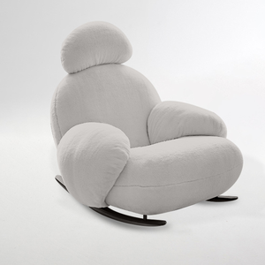 Großer weißer Schaukelstuhl im cremefarbenen Stil, modernes, schlichtes Relaxsofa für Schlafzimmer, Balkon, Wohnzimmer - Product Image 4