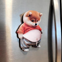 Jouet anti-stress mignon en forme de Shiba Inu, chien ventru à presser, avec poignée et autocollant anti-collision en caoutchouc
