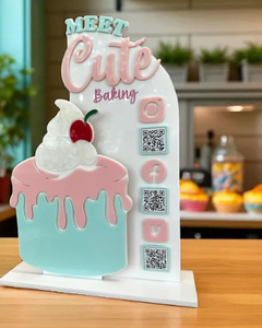 Letrero de Acrílico con Código QR, Personalizable con Iconos para Múltiples Redes Sociales, Apto para Panaderías - Product Image 1
