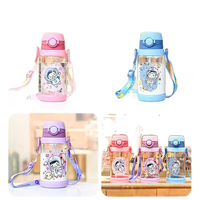 Vaso de Agua Infantil Unisex de Plástico con Pajita, Libre de BPA, Antiderrames, Ecológico, Apto para Lavavajillas, Portátil, para la Escuela