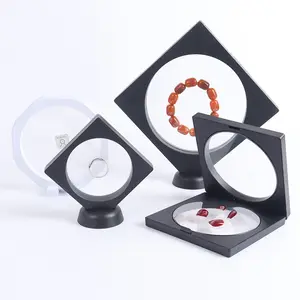 Custom 3D Floating Box Necklaces Display Case Transparent Film Plastic Frame Jewelry Display Box