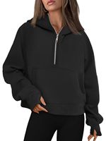 Sweats à capuche zippés surdimensionnés en coton éponge français 400GSM de haute qualité à imprimé bouffant avec trou pour doigt 1/4 pour femmes