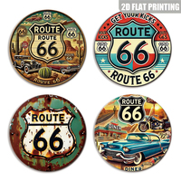 Juego de Letreros Metálicos Redondos Retro de Carretera, Decoración de Pared con Autos Clásicos para Cuarto de Hombre o Garaje