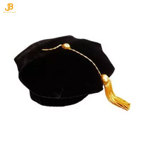 Cheap Custom Velvet Ny Caps 6 Tam Hat Gorra hexagonal con borla dorada para PhD Graduate