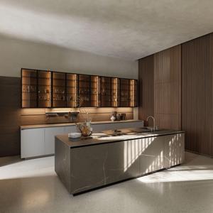 Armario de cocina de estilo moderno con Isla de pared de cristal y muebles para comedor/apartamento-Precio de fábrica - Product Image 3