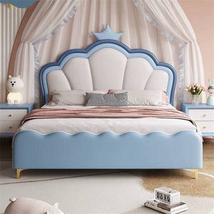 Letto Principessa Rosa in Legno Massello <span class=keywords><strong>per</strong></span> Bambini con Contenitore, Set Letto Moderno Imbottito in Pelle <span class=keywords><strong>per</strong></span> Cameretta - Product Image 2