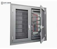 Ventanas Abatibles Modernas de Aluminio con Marco Negro para Nigeria, Ventanas de Doble Vidrio con Ahorro de Energía y Barra Antirrobo