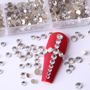 Kit de strass 3D en verre Lan Guang pour nail art, ensemble de cristaux ronds à dos plat, non thermocollants, breloques brillantes pour ongles - Product Image 3