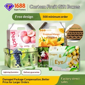 Custom Fruit Gift Boxes for Oranges Apples Tangerines & Lychees with Handles - Product Image 3