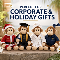 Peluche singe tropical de vacances, personnalisable avec logo, haute qualité, OEM/ODM, usine de peluches de marque