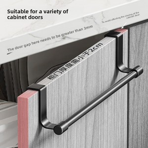 Modern Multi-Function <b>Kitchen</b> & Bathroom Door Towel Rack No Installation Required Single Pole Design for Convenient <b>Storage</b> - Product Image 2