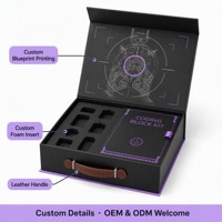 Caja Rígida Personalizada con Asa de Cuero e Inserto de Espuma, Kit de Codificación Robótica STEM, Caja de Regalo Educativa, Negro Mate OEM ODM