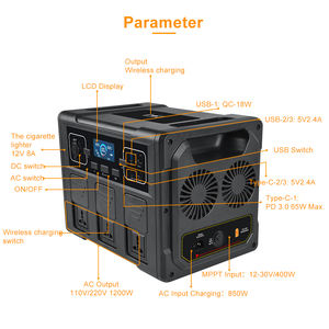 רשת סולארי מלאה עבור טלוויזיה ללא בנזין כוח סולרי 1200w סוללה גנרטור סולארי 220v נייד - Product Image 4