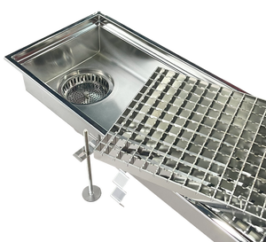 Rectángulo de sistema de drenaje de suelo lineal de acero inoxidable moderno para uso en cocina Industrial instalaciones comerciales de procesamiento de alimentos - Product Image 4