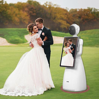 Nouvelle conception de robot intelligent avec écran tactile LCD, machine publicitaire mobile, contrôle de l'application gratuite, luminosité du cadre LED avec lumière d'oreille