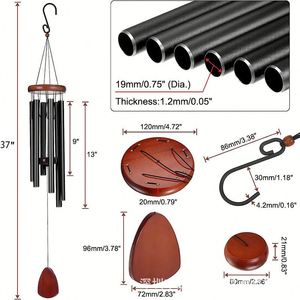 Service Personnalisé Disponible Nouvelle Carillon Musicale Commémorative en Aluminium avec Tubes Métalliques, Cadeau Suspendu avec Boîte Colorée - Product Image 4