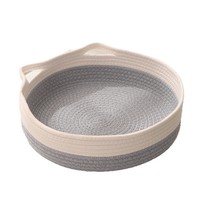 Panier de rangement pliable en corde de coton tressée, écologique, best-seller transfrontalier, nouveau modèle, lit pour chat toutes saisons avec poignée, sûr pour les animaux de compagnie