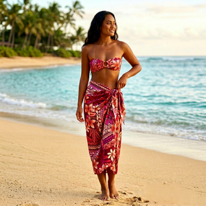 Paréo Sarong en Satin Personnalisé, Motif Floral Traditionnel à Pois, Tissu Tissé pour Plage et Resort, pour Garçons, Fabricant et Fournisseur OEM ODM - Product Image 1