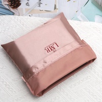 Pochette de Rangement Luxe en Soie et Satin Rose, Personnalisable avec Logo, Sac de Shopping Réutilisable pour Cheveux, Perruques et Lingerie
