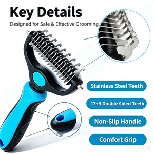 Rastrillo <span class=keywords><strong>para</strong></span> Pelaje Inferior <span class=keywords><strong>para</strong></span> Golden Retriever y <span class=keywords><strong>Husky</strong></span>, Peine Desenredante de Doble Cara <span class=keywords><strong>para</strong></span> Mascotas de Pelaje Grueso, Herramienta Profesional de Aseo <span class=keywords><strong>para</strong></span> Gatos - Product Image 2