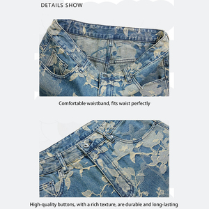 Pantalones Vaqueros Holgados de Mezclilla Azul para Mujer, Diseño Floral <span class=keywords><strong>Jacquard</strong></span>, Corte Holgado y Relajado, Estilo Urbano - Product Image 5